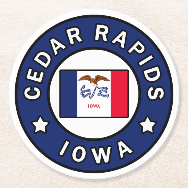 Cedar Rapids Iowa Round Paper Coaster (Front)