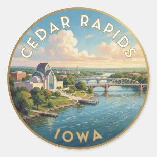 Cedar Rapids Iowa Scenic Travel Classic Round Sticker