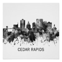 Cedar Rapids Iowa Skyline BW