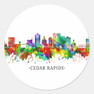Cedar Rapids Iowa Skyline Classic Round Sticker