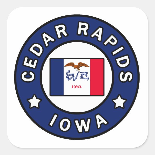 Cedar Rapids Iowa Square Sticker (Front)