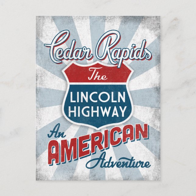Cedar Rapids Lincoln Highway Vintage America Iowa Postcard (Front)