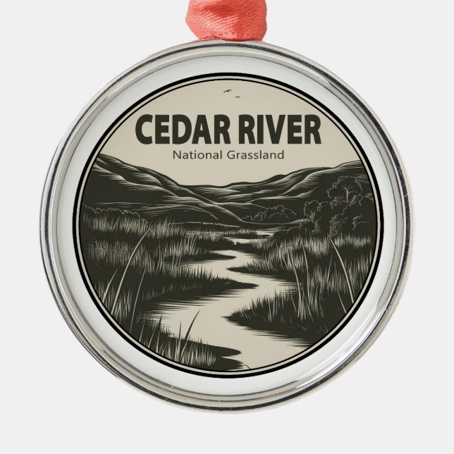 Cedar River National Grassland Stream Metal Ornament (Front)