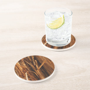Cedar Textured Wooden Bark Look Coaster