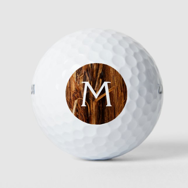 Cedar Textured Wooden Bark Look Golf Balls (Front)