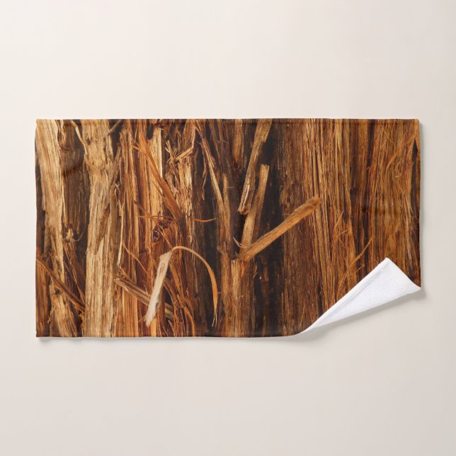 Cedar Textured Wooden Bark Look Hand Towel (Hand Towel)