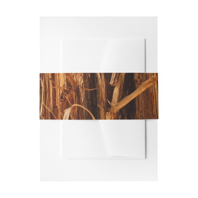 Cedar Textured Wooden Bark Look Invitation Belly Band (Front Example)