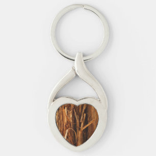 Cedar Textured Wooden Bark Look Keychain