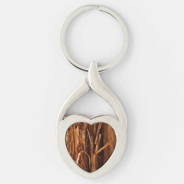 Cedar Textured Wooden Bark Look Keychain (Front)