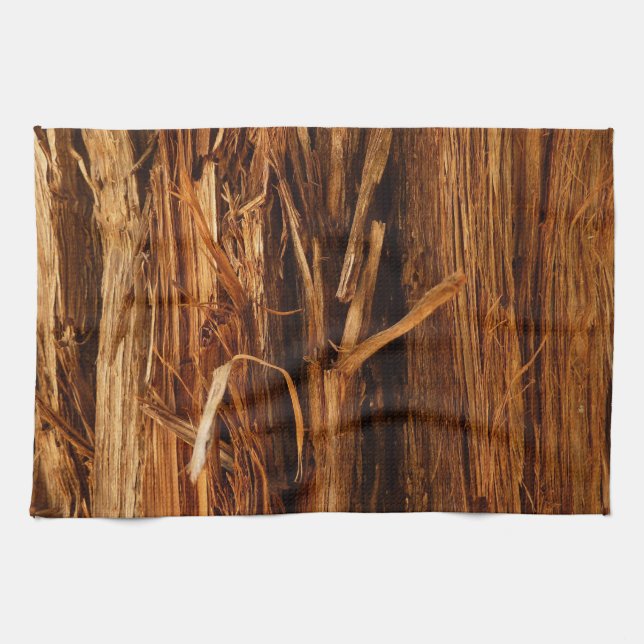 Cedar Textured Wooden Bark Look Kitchen Towel (Horizontal)