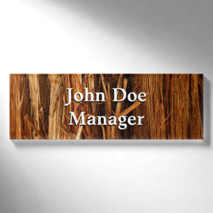 Cedar Textured Wooden Bark Look Name Tag