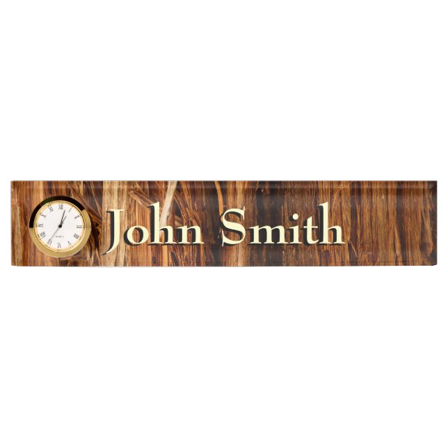Cedar Textured Wooden Bark Look Nameplate (Front)