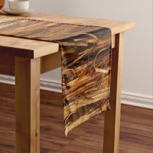 Cedar Textured Wooden Bark Look Short Table Runner