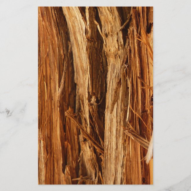 Cedar Textured Wooden Bark Look Stationery (Front)