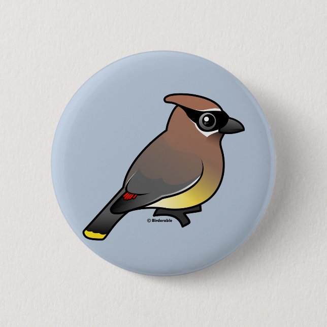 Cedar Waxwing 2 Inch Round Button (Front)