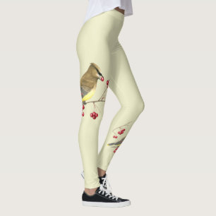 Cedar Waxwing Bird Art Leggings