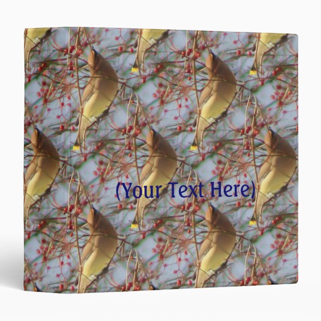 Cedar Waxwing Bird Art Personalized Binder (Front/Spine)
