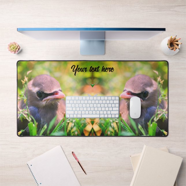 Cedar Waxwing Fledgling Bird Personalized Desk Mat (Office 1)