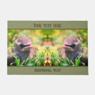 Cedar Waxwing Fledgling Bird Personalized Doormat