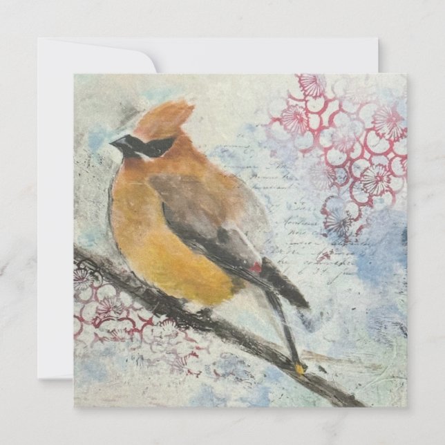 Cedar Waxwing Holiday Card (Front)