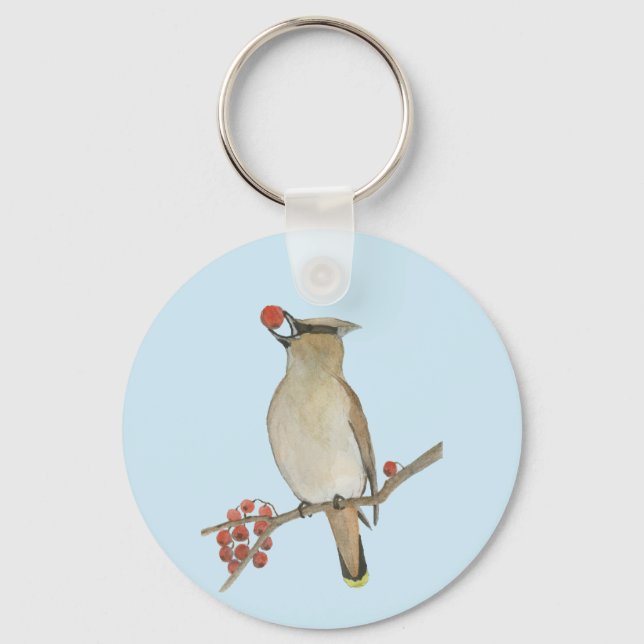 Cedar Waxwing Keychain (Front)