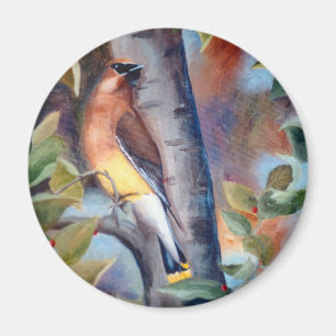 Cedar Waxwing Magnet