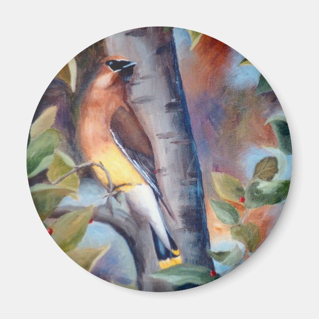 Cedar Waxwing Magnet (Front)