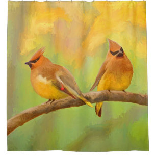 Cedar Waxwing Painting - Cute Original Dog Art