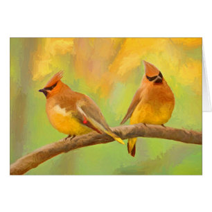 Cedar Waxwing Painting - Cute Original Dog Art