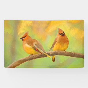 Cedar Waxwing Painting - Cute Original Dog Art Banner