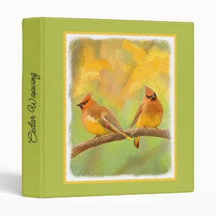 Cedar Waxwing Painting - Cute Original Dog Art Binder