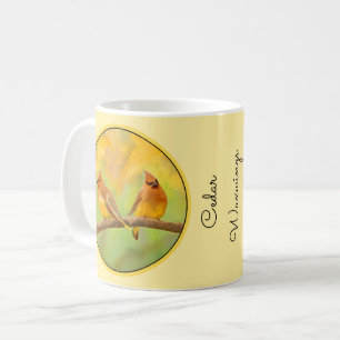 Cedar Waxwing Painting - Cute Original Dog Art Coffee Mug