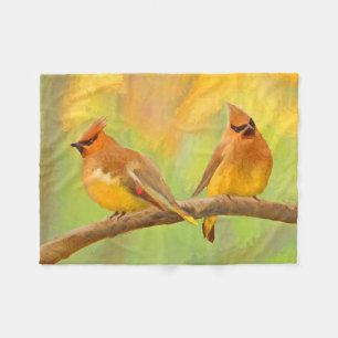 Cedar Waxwing Painting - Cute Original Dog Art Fleece Blanket