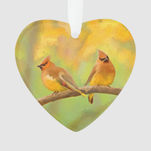 Cedar Waxwing Painting - Cute Original Dog Art Ornament