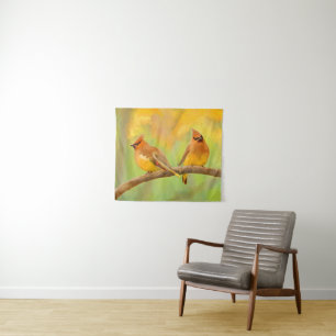 Cedar Waxwing Painting - Cute Original Dog Art Tapestry