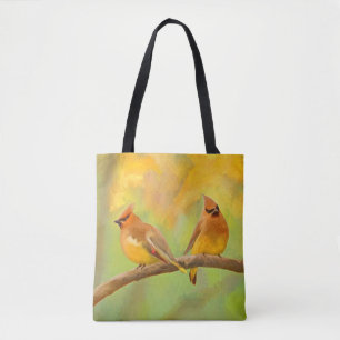 Cedar Waxwing Painting - Cute Original Dog Art Tote Bag