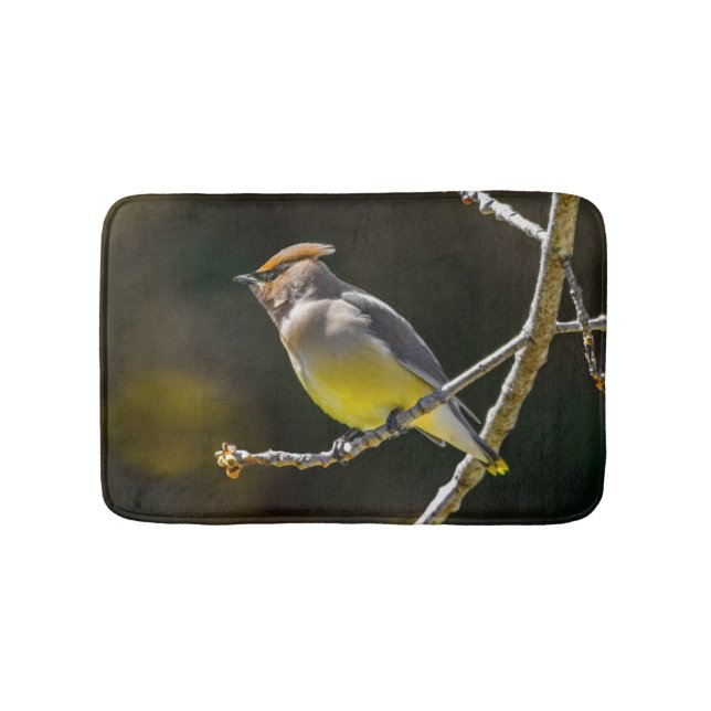 Cedar Waxwing Songbird Original Wild Bird Photo Bath Mat (Front)