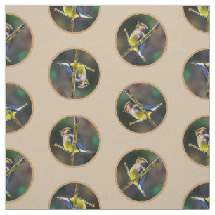 Cedar Waxwing Songbird Original Wild Bird Photo Fabric