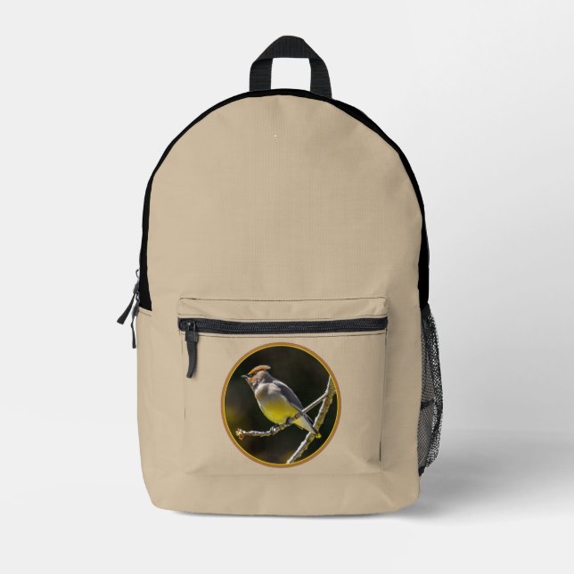 Cedar Waxwing Songbird Original Wild Bird Photo Printed Backpack (Front)