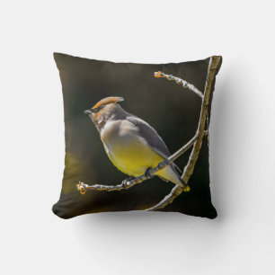 Cedar Waxwing Songbird Original Wild Bird Photo Throw Pillow