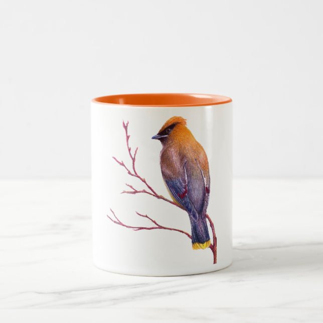 Cedar Waxwing Two-Tone Coffee Mug (Center)