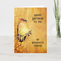 Cedar Waxwing Watercolor Wonderful Friend Birthday