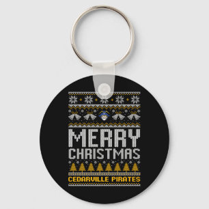 Cedarville Pirates Logo Merry Christmas Ugly Sweat Keychain