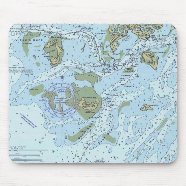 Ceder Keys Florida Nautical chart Mouse Pad (Front)