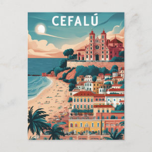 Cefalu, Sicily, Italy Beach Postcard