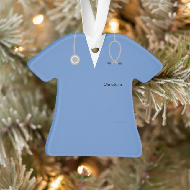 Ceil Blue Personalized Medical Scrubs Novelty Ornament (Tree)