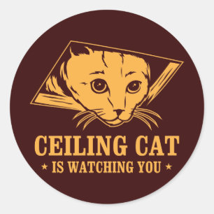 Ceiling Cat is Watching You Classic Round Sticker