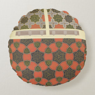 Ceiling decoration from the house of Beyt El-Tchel Round Pillow