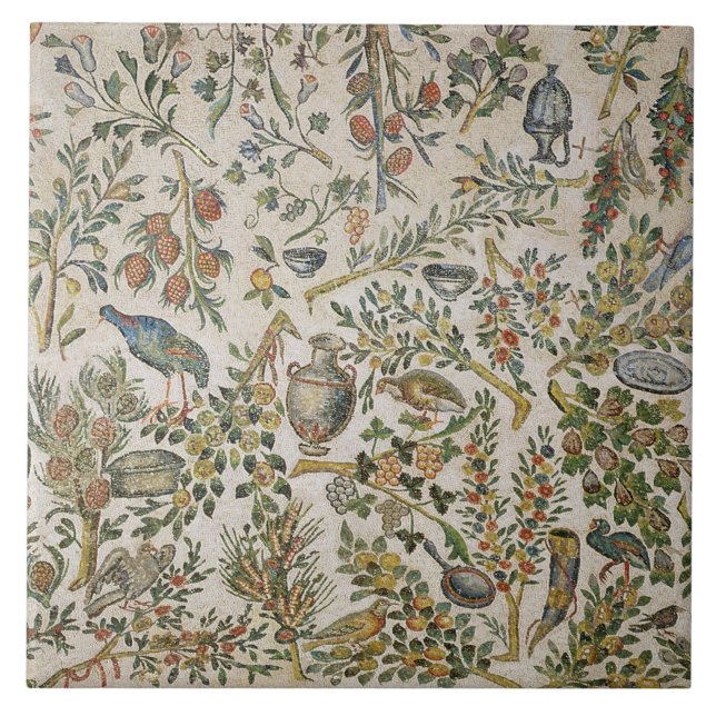 Ceiling decoration with flowers and birds (mosaic) tile (Front)