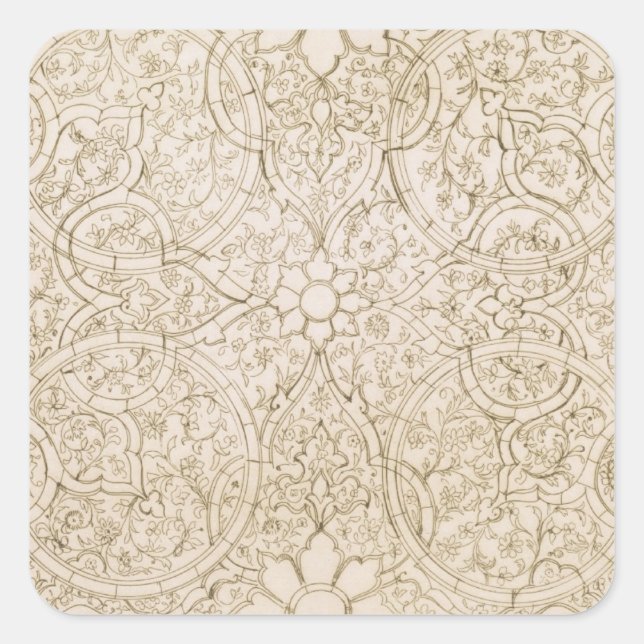 Ceiling design for the Pearl Room, in Isfahan, fro Square Sticker (Front)
